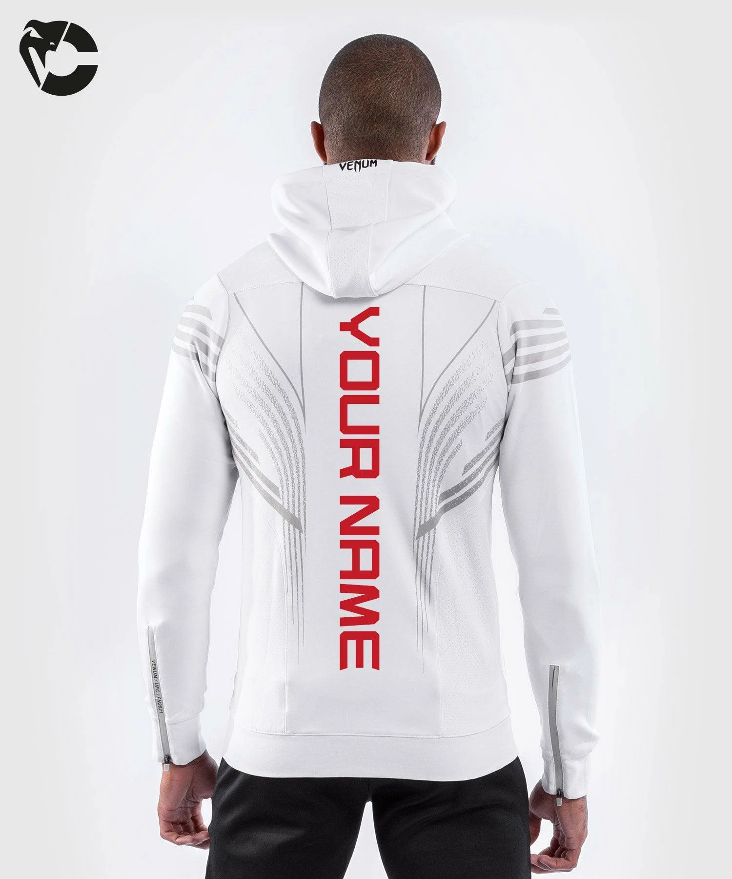UFC Venum Personalized Authentic Fight Night Men's Walkout Hoodie - White 3 UFC Venum Personalized Authentic Fight Night Men's Walkout Hoodie - White