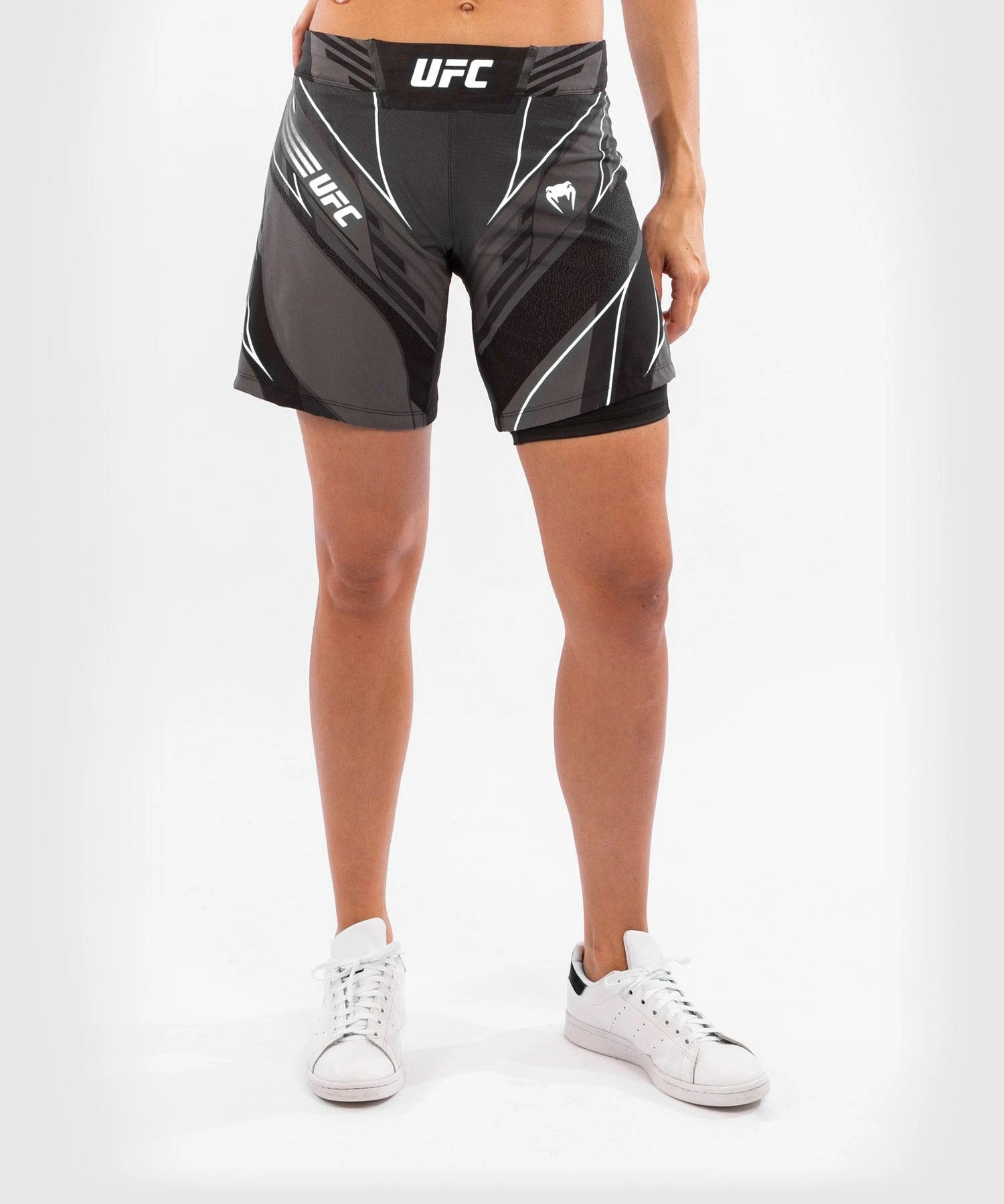 UFC Venum Authentic Fight Night Women's Shorts - Long Fit - Black 5 UFC Venum Authentic Fight Night Women's Shorts - Long Fit - Black - Image 3