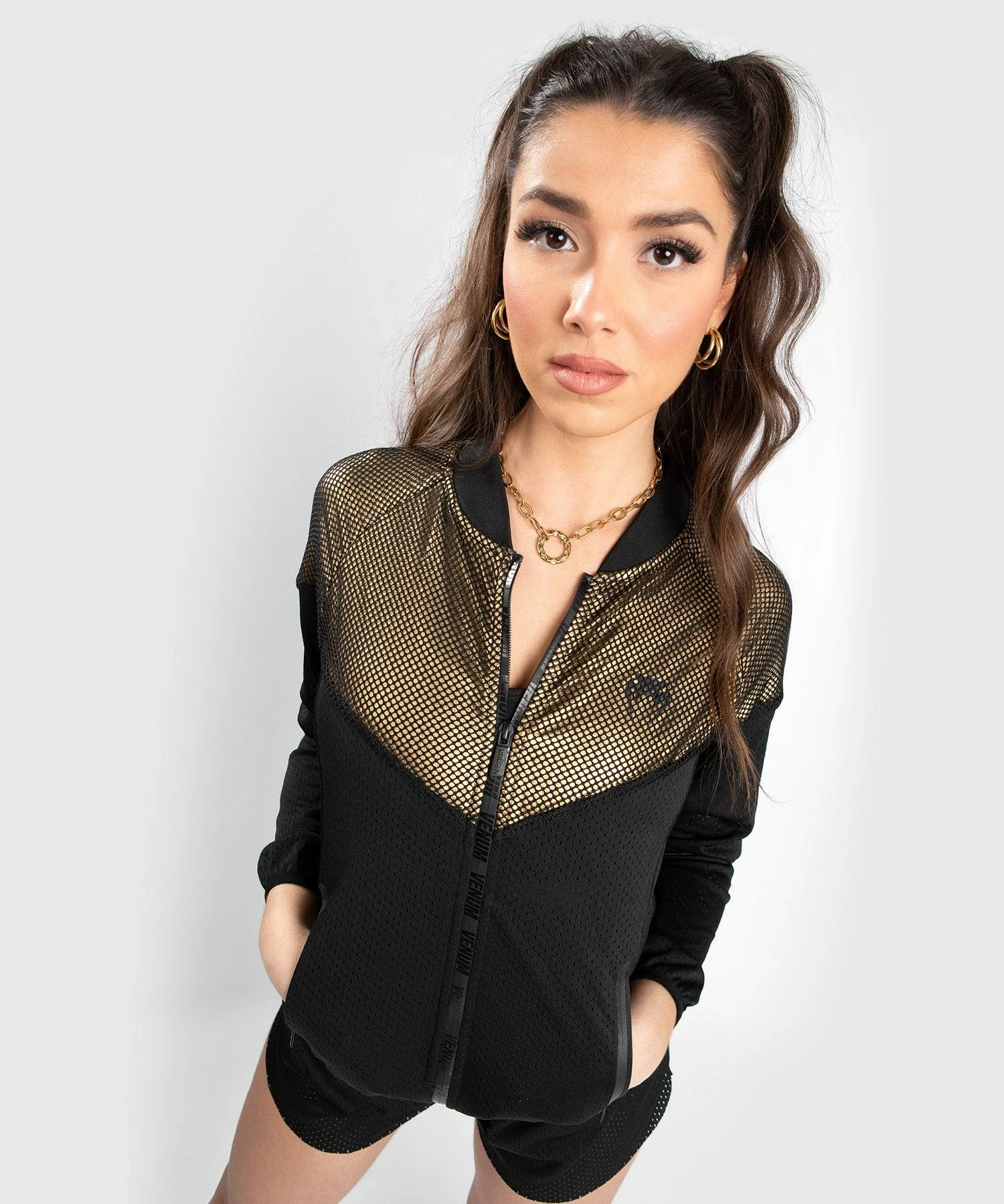 Venum Lightning Mesh Jacket - For Women - Black/Gold 4 Venum Lightning Mesh Jacket - For Women - Black/Gold - Image 2