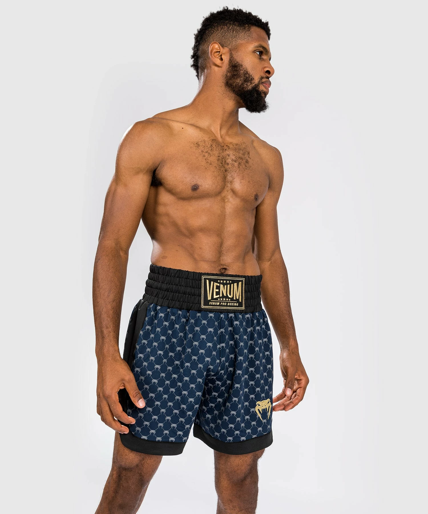 Venum Monogram Boxing Short - Black/Navy Blue 3 Venum Monogram Boxing Short - Black/Navy Blue