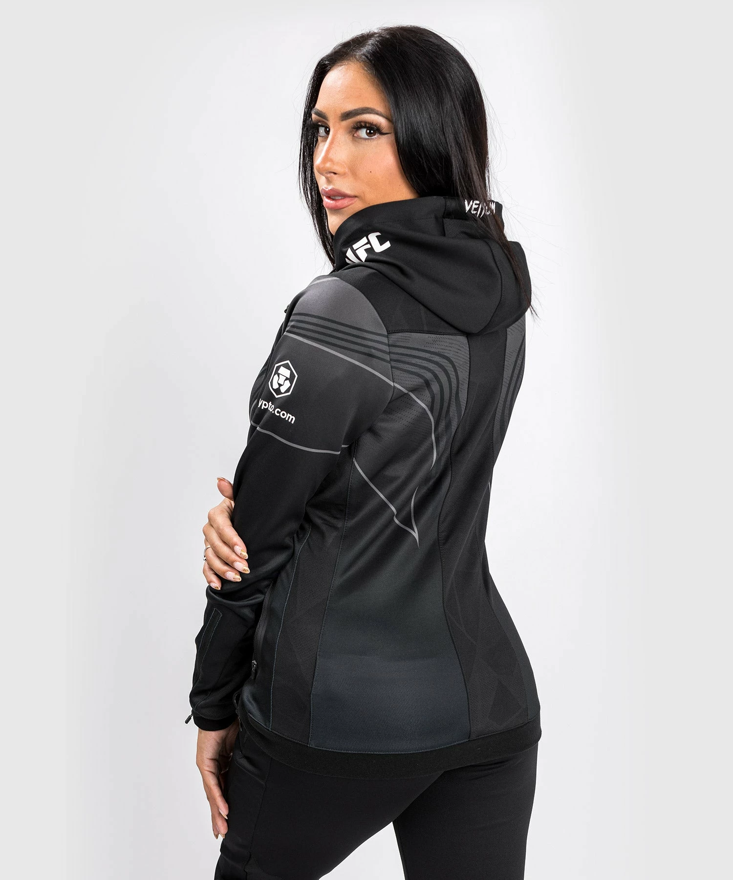 UFC Venum Authentic Fight Night 2.0 Women's Walkout Hoodie - Black 4 UFC Venum Authentic Fight Night 2.0 Women's Walkout Hoodie - Black - Image 2