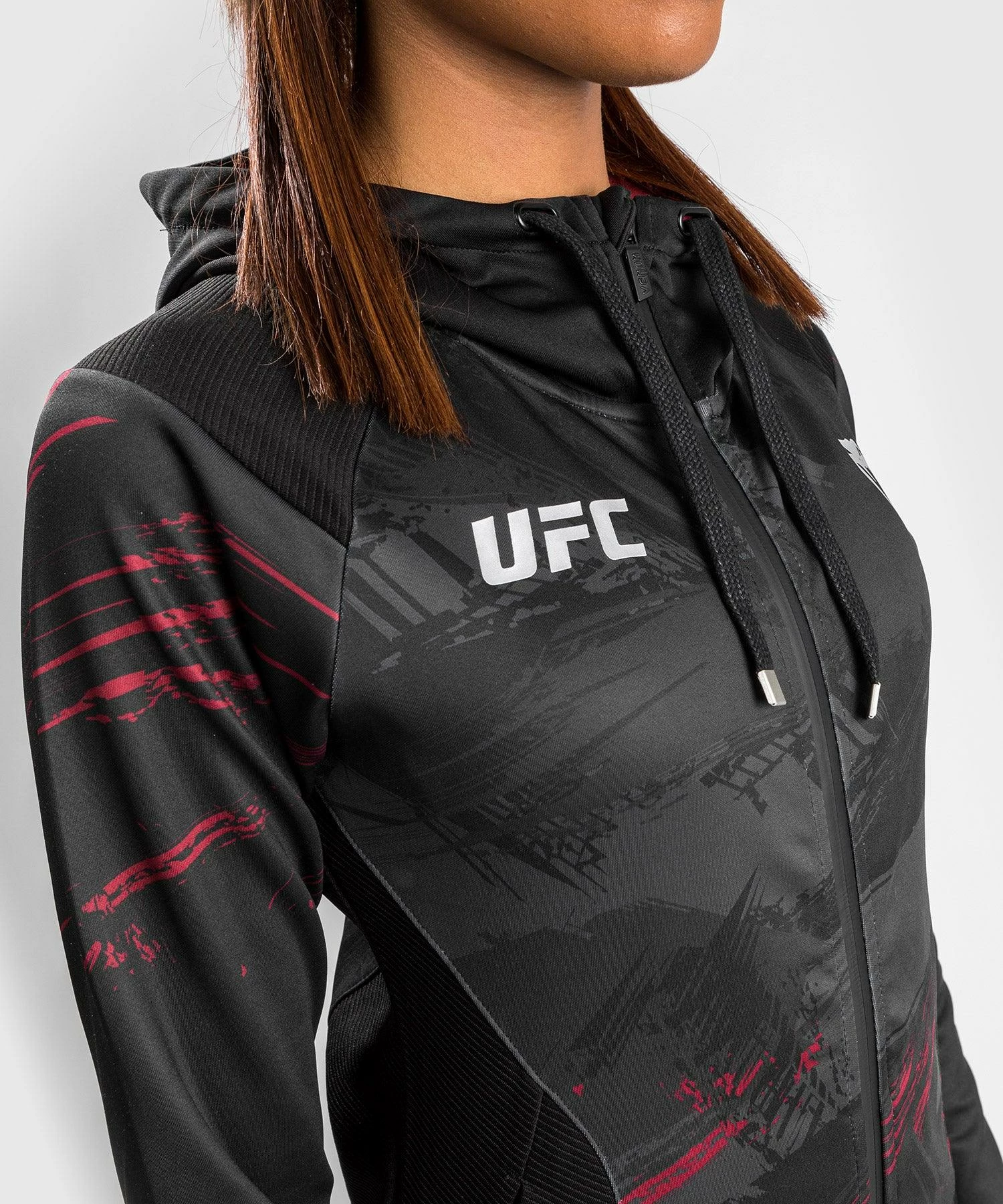 UFC Venum Authentic Fight Week Women's 2.0 Zip Hoodie - Black/Red - Image 8