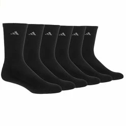 Adidas Men’s Athletic Cushioned Crew Socks, Black (6-Pair)