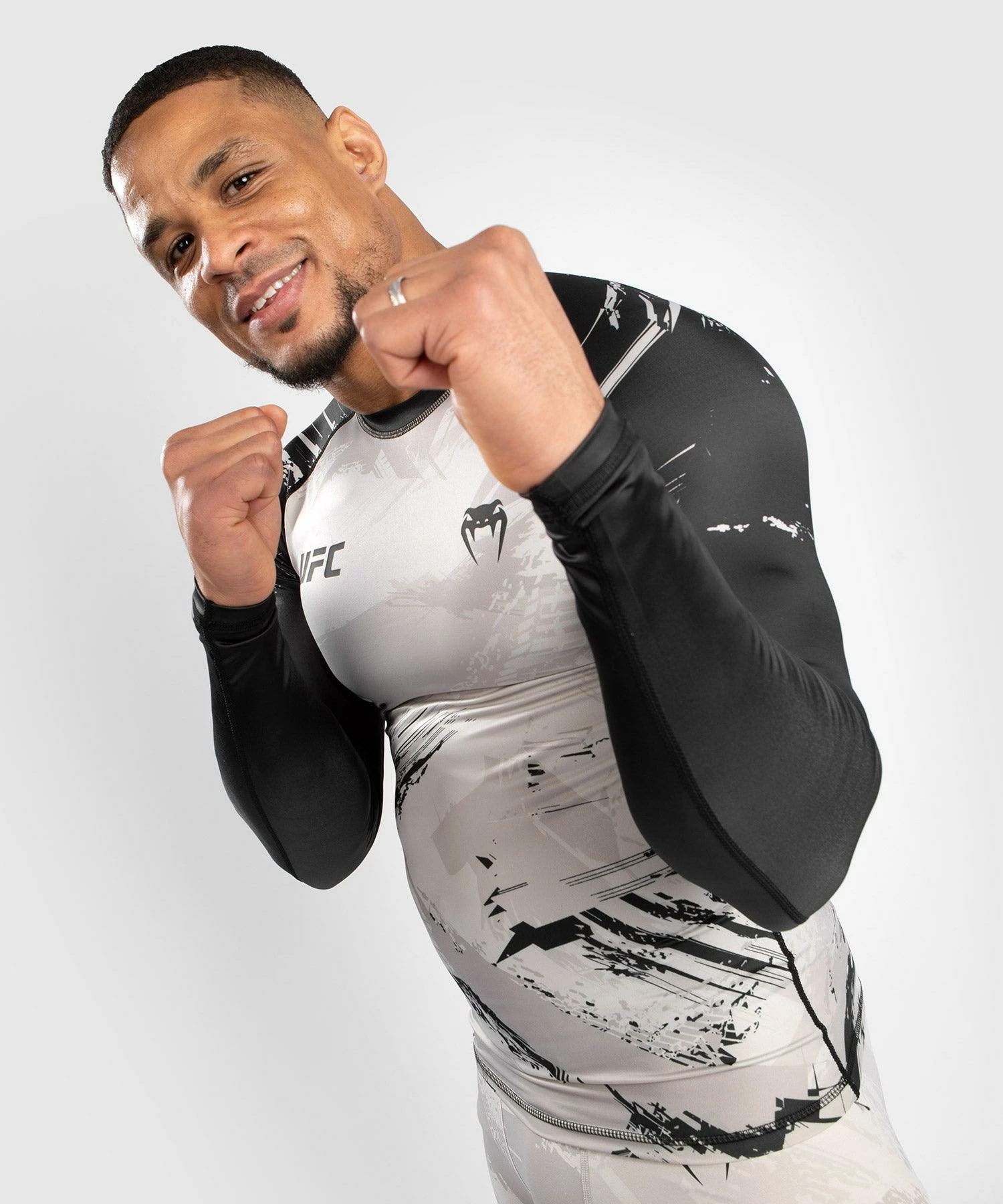 UFC Venum Authentic Fight Week Men's 2.0 Performance Long Sleeve Rash Guard - Sand/Black 5 UFC Venum Authentic Fight Week Men's 2.0 Performance Long Sleeve Rash Guard - Sand/Black - Image 3