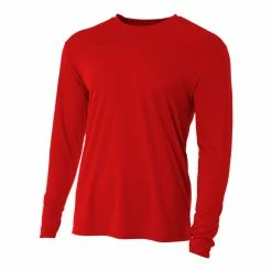 A4 Men’s Performance Long Sleeve Crew (Scarlet)