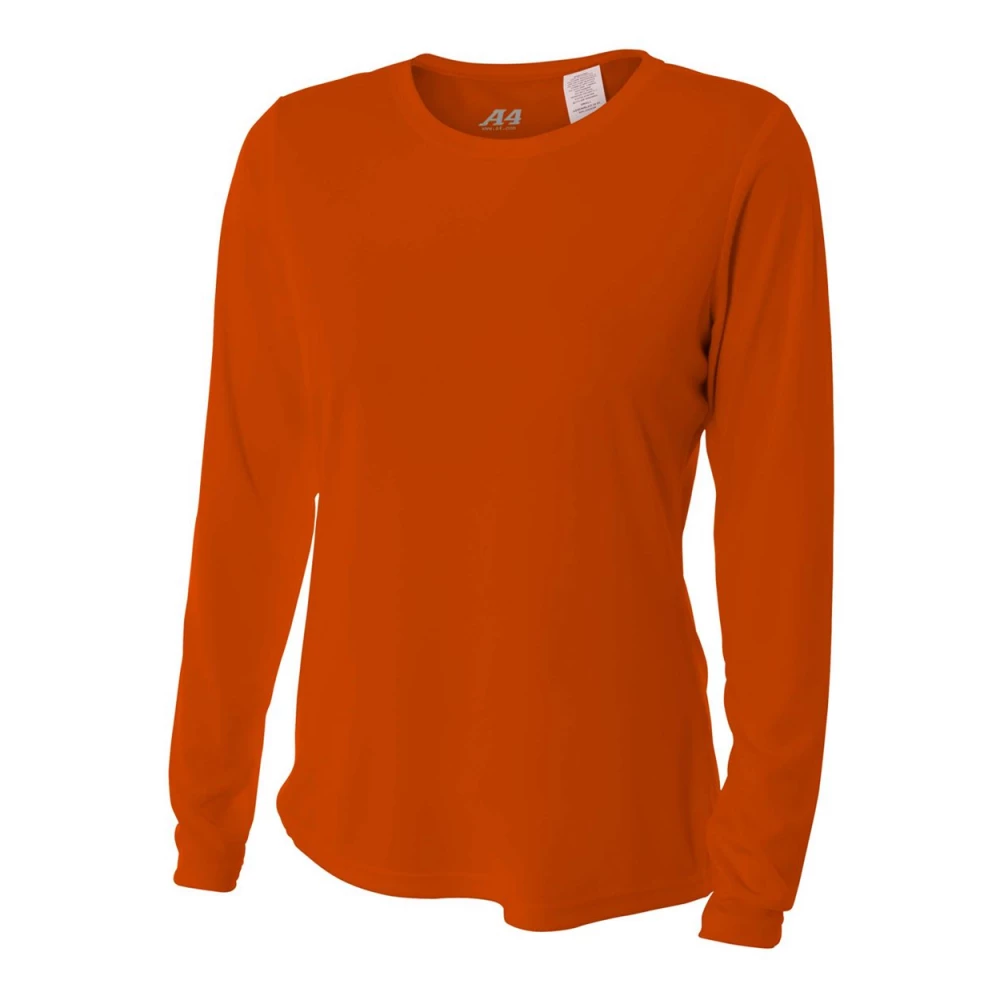 A4 Women’s Performance Long-Sleeve Crew Neck Shirt (Orange) 3 A4 Women’s Performance Long-Sleeve Crew Neck Shirt (Orange)