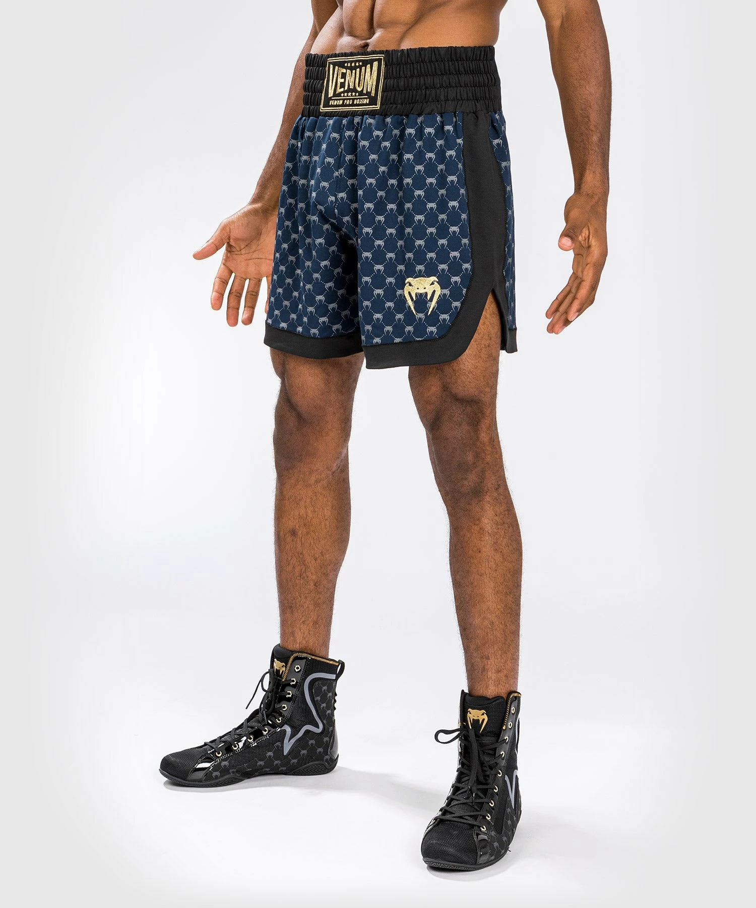 Venum Monogram Boxing Short - Black/Navy Blue 5 Venum Monogram Boxing Short - Black/Navy Blue - Image 3