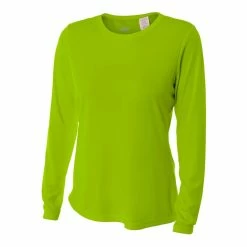 A4 Women’s Performance Long-Sleeve Crew Neck Shirt (Lime)
