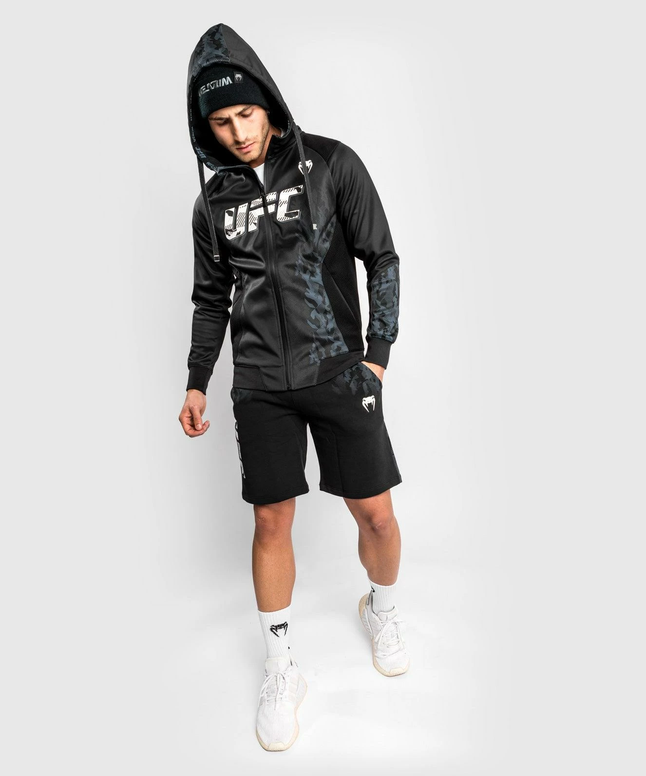 UFC Venum Authentic Fight Week Men's Zip Hoodie - Black 4 UFC Venum Authentic Fight Week Men's Zip Hoodie - Black - Image 2