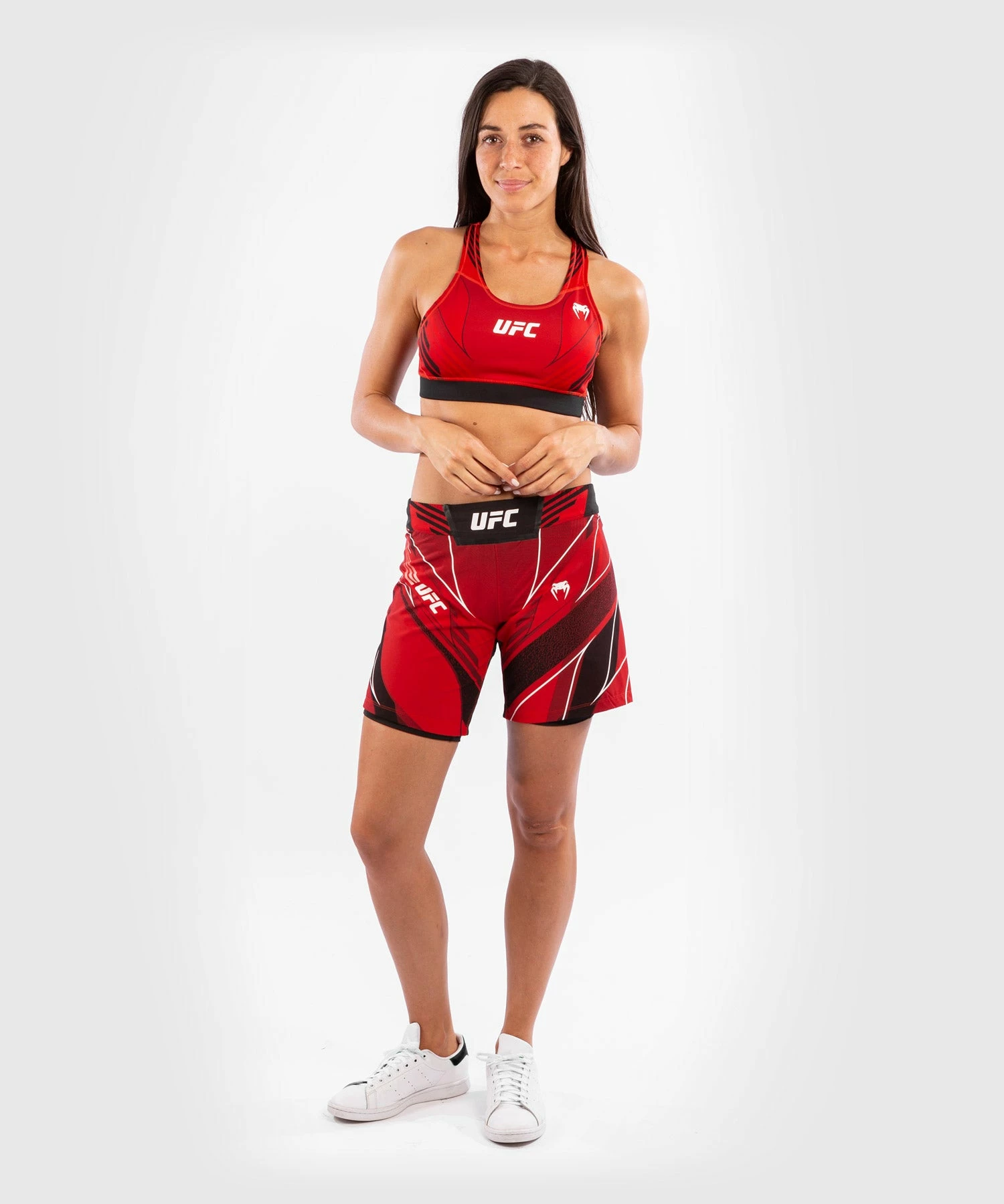 UFC Venum Authentic Fight Night Women's Shorts - Long Fit - Red 10 UFC Venum Authentic Fight Night Women's Shorts - Long Fit - Red - Image 8