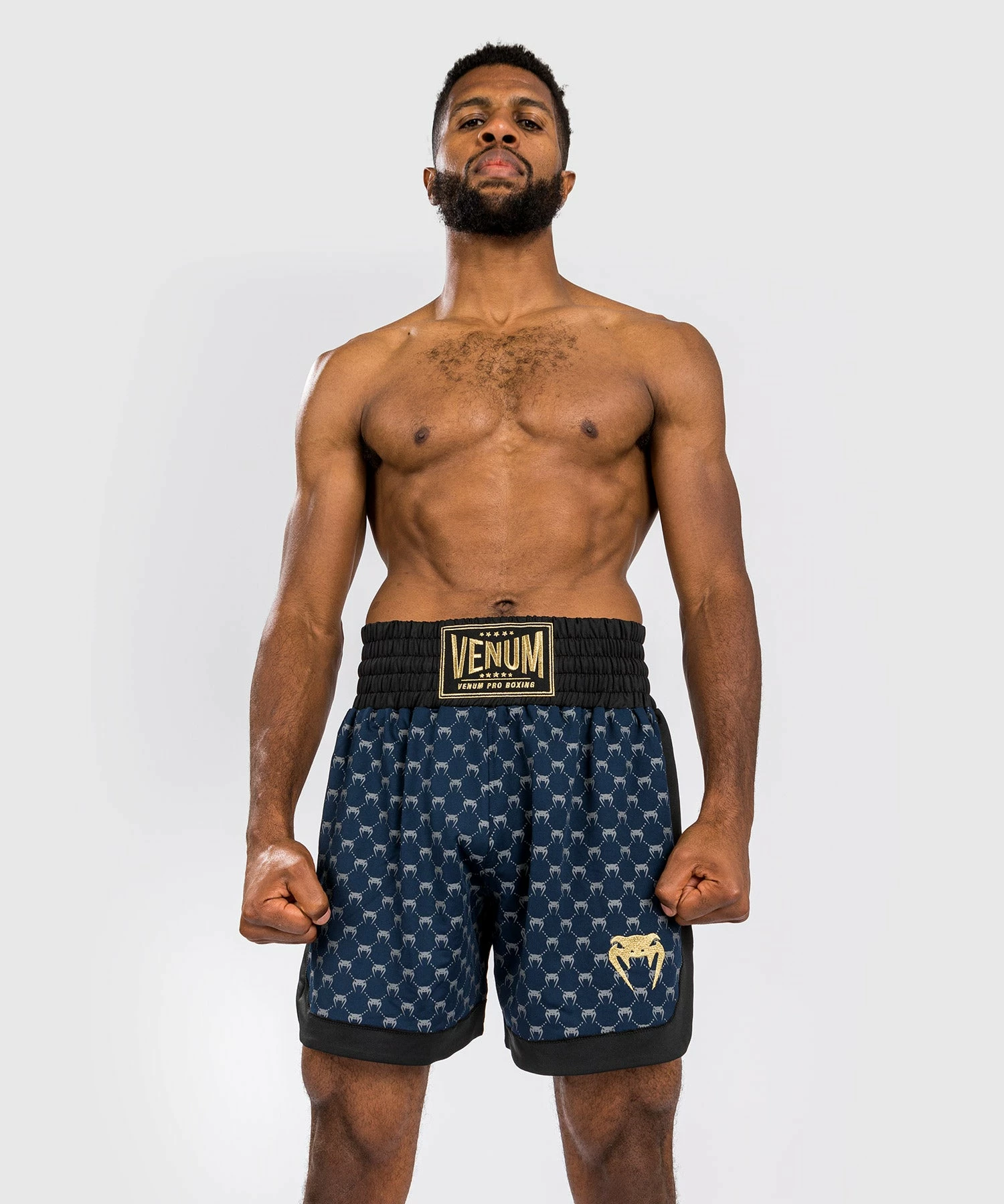 Venum Monogram Boxing Short - Black/Navy Blue 4 Venum Monogram Boxing Short - Black/Navy Blue - Image 2