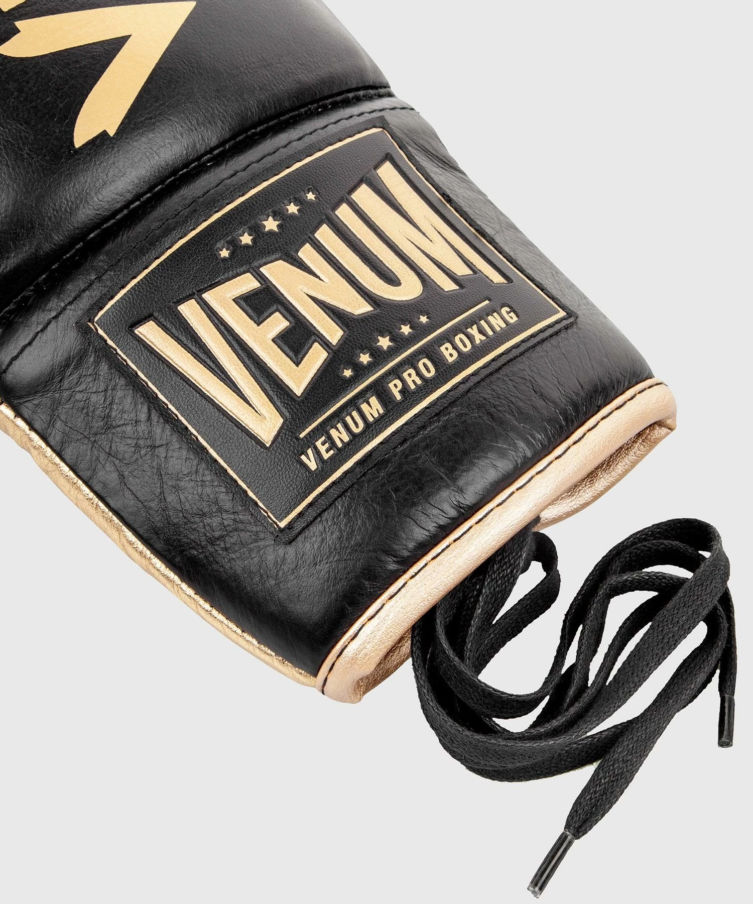 Venum Hammer Pro Boxing Gloves - With Laces - Black/Gold 6 Venum Hammer Pro Boxing Gloves - With Laces - Black/Gold - Image 4