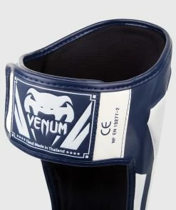 Venum Elite Standup Shin Guards - White/Navy Blue -Boxing Sport Store SHINGUARD ELITE NAVYBLUE WHITE HD 02
