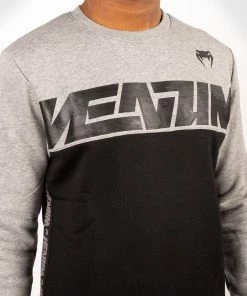 Venum Connect Crewneck Sweatshirt - Black/Heather Grey -Boxing Sport Store SWEAT CONNECT BLACK GREY FONCE 23