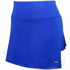 DUC Flirt-2 Women’s Double-Pleat Tennis Skort (Royal-Blue/White)