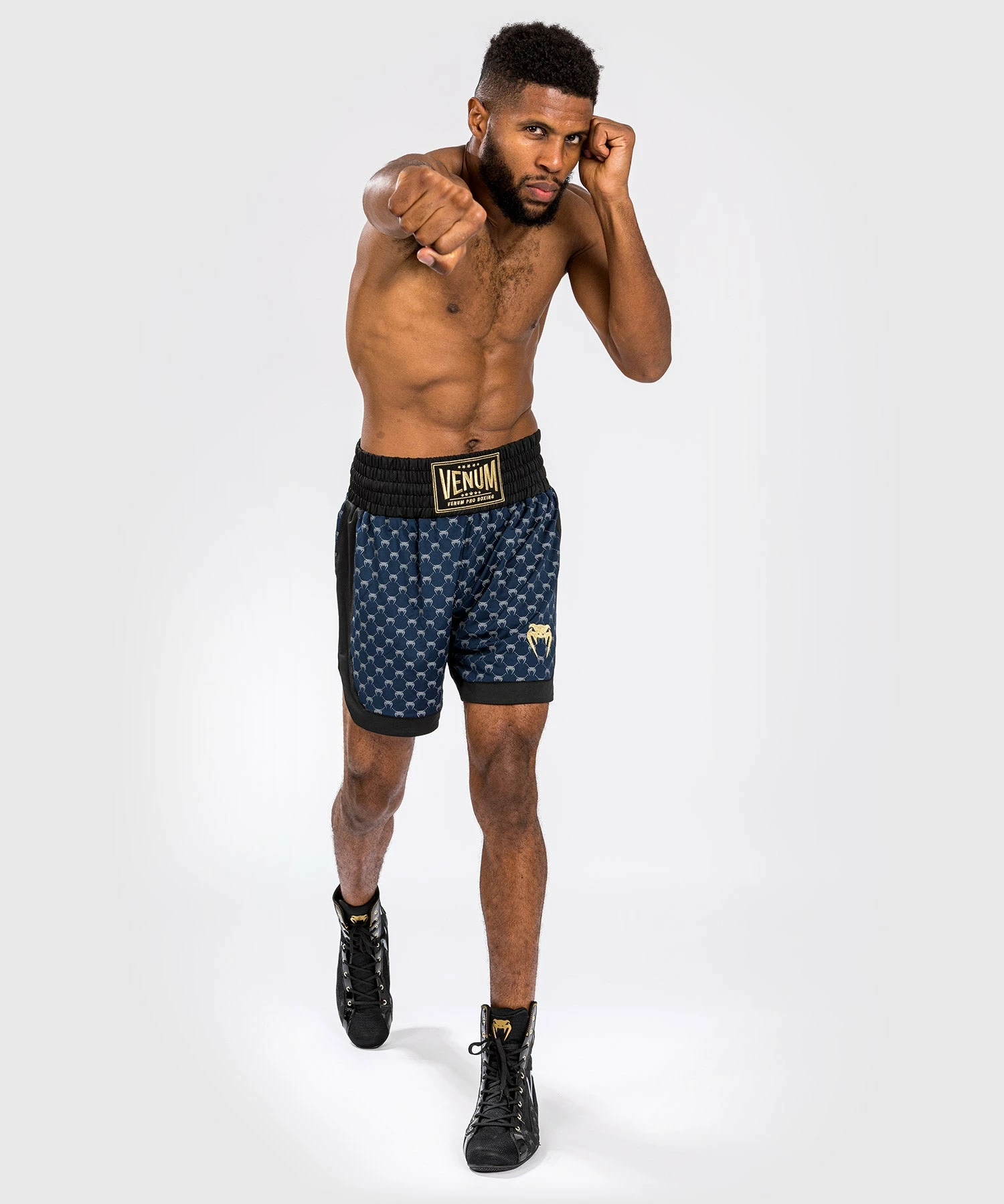 Venum Monogram Boxing Short - Black/Navy Blue 6 Venum Monogram Boxing Short - Black/Navy Blue - Image 4