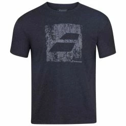 Babolat Men’s Exercise Big Flag Crew Neck Tennis Tee (Black/Heather)