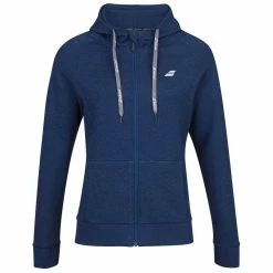 Babolat Women’s Exercise Hooded Tennis Training Jacket (Estate Blue/Heather)