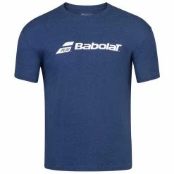 Babolat Men’s Exercise Crew Neck Tennis Training Tee (Estate Blue/Heather)