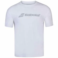 Babolat Men’s Exercise Crew Neck Tennis Training Tee (White/White)