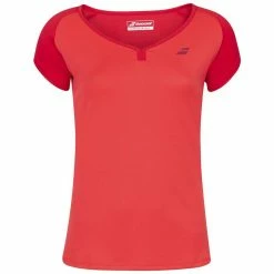 Babolat Girl’s Play Cap Sleeve Tennis Tee (Tomato Red)