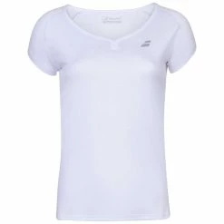 Babolat Girl’s Play Cap Sleeve Tennis Tee (White/White)
