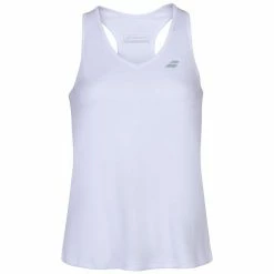 Babolat Women’s Play Cap Sleeve Tennis Tank Top (White/White)