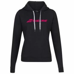 Babolat Women’s Exercise Hooded Tennis Training Sweatshirt (Black/Black)