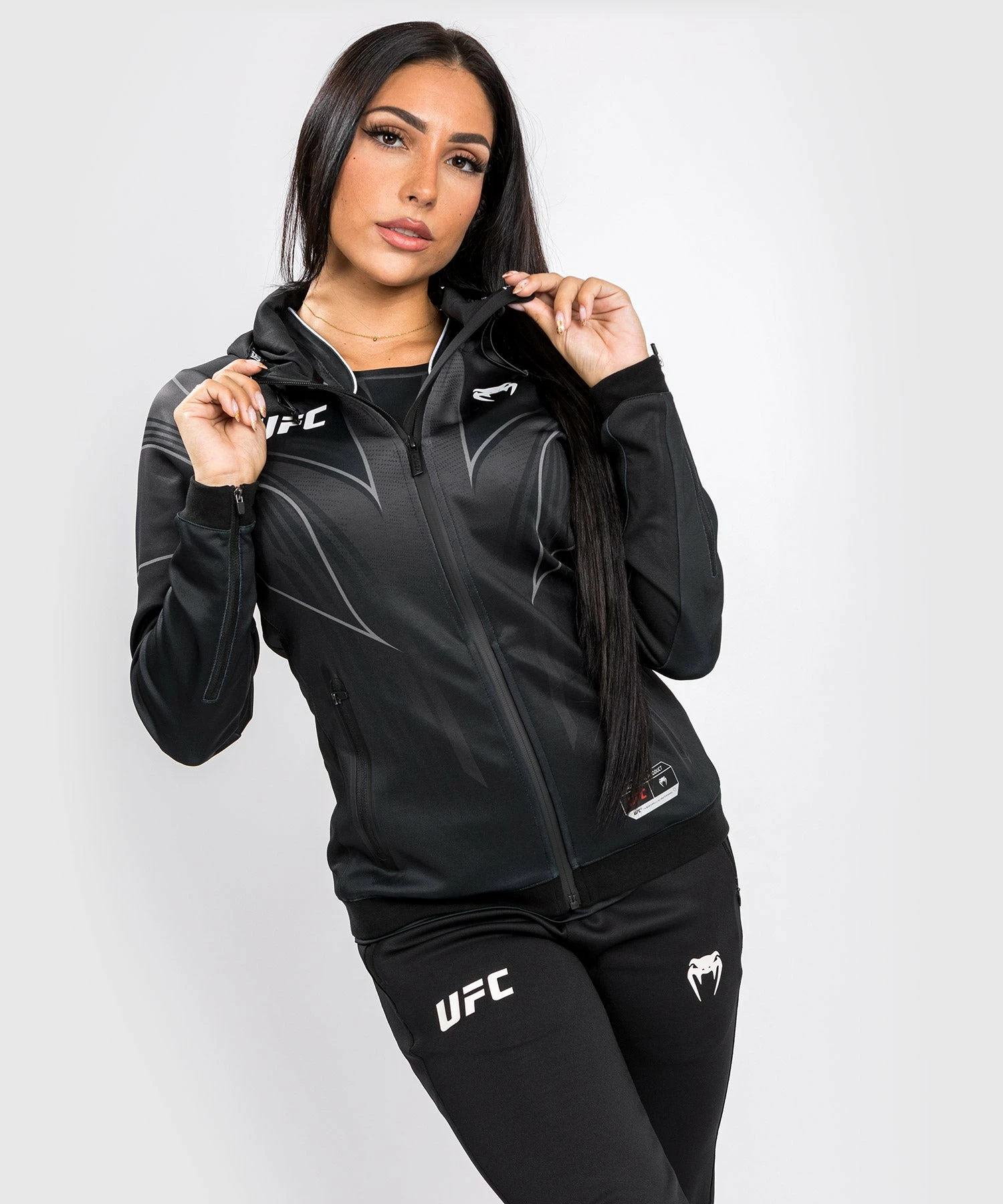 UFC Venum Authentic Fight Night 2.0 Women's Walkout Hoodie - Black 3 UFC Venum Authentic Fight Night 2.0 Women's Walkout Hoodie - Black