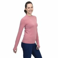 BloqUV Women’s Long Sleeve 24/7 Sun Protective Athletic Tee Shirt (Dusty Rose)