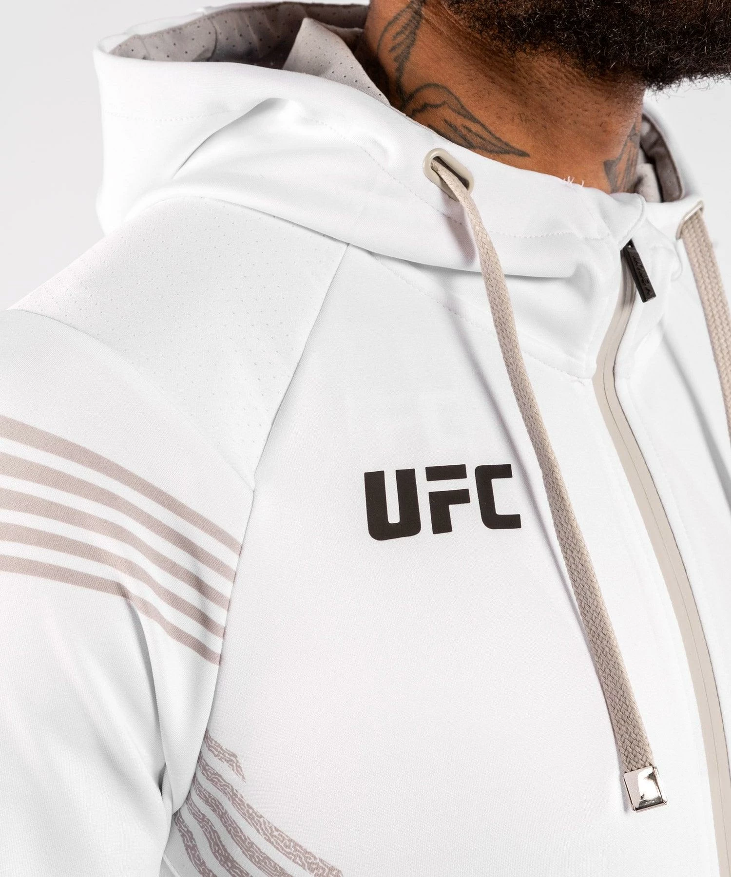 UFC Venum Personalized Authentic Fight Night Men's Walkout Hoodie - White 7 UFC Venum Personalized Authentic Fight Night Men's Walkout Hoodie - White - Image 5