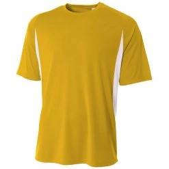A4 Men’s Performance Color Block Crew Shirt (Gold)