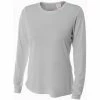 A4 Women’s Performance Long-Sleeve Crew Neck Shirt (Silver)